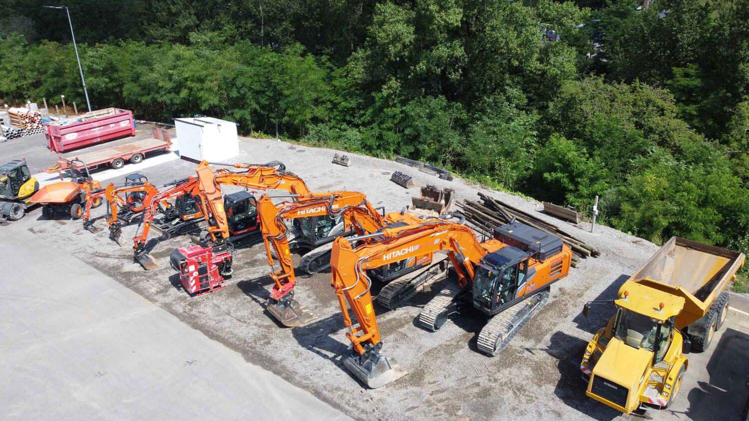 Parc de pelles pour les travaux de VRD